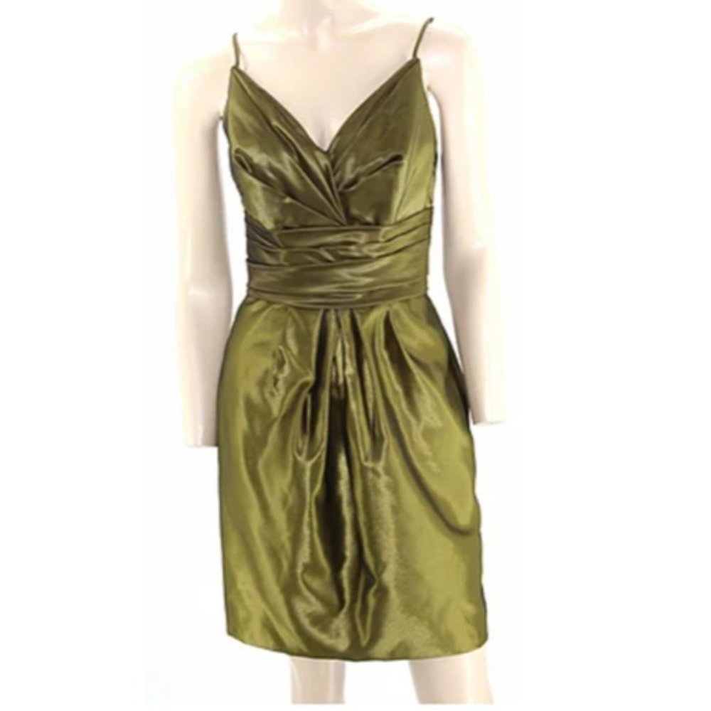 Olive Taffeta Cocktail Dress